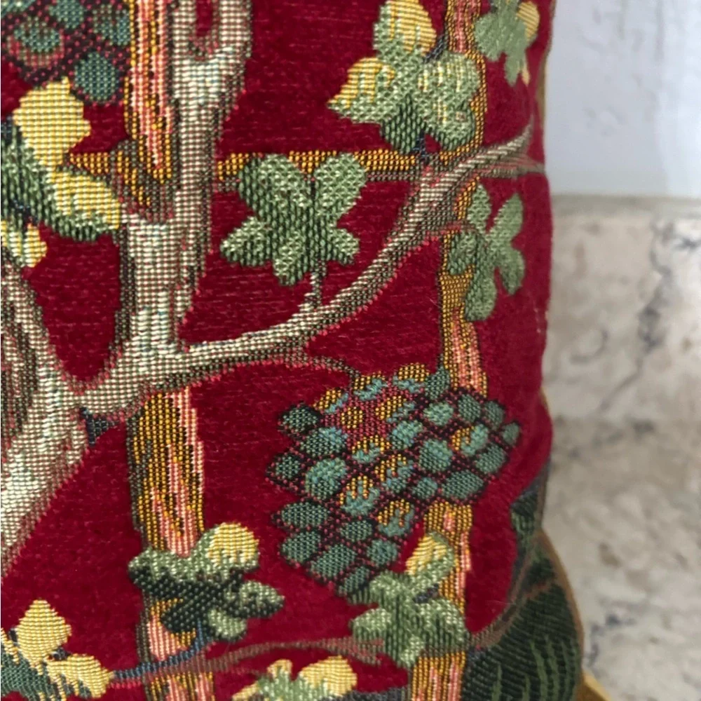 Apocalypse Series French Tapestry Red Vine & Grape Throw Pillow